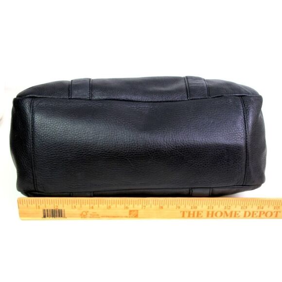 ROOMY Calvin Klein BLACK REAL LEATHER LOGO SHOULDER BAG HANDBAG TOTE HOBO PURSE - Picture 12 of 16